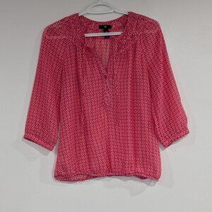 *3/$10* Gap Factory 3/4 Sleeve Sheer Peasant Blouse Pink Size XS